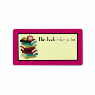 Fun Book Stack Reader Bookplate Stickers Gift Custom Address Label