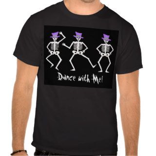 Halloween Whimsy Dancing Skeletons Purple Top Hat Shirt