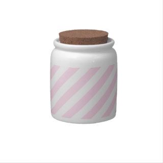 White and Light Pink Stripes. Candy Jar