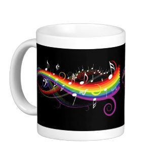 Rainbow White Music Notes Mug