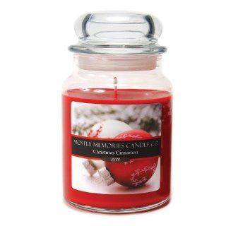 Mostly Memories Christmas Cinnamon 24 Ounce Lid Lites Soy Candle   Jar Candles