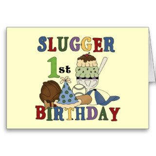 Baseball Slugger 1st Birthday Tshirts and Gifts Cards