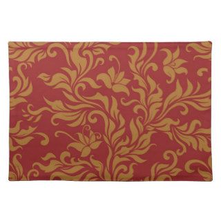 Red and Gold Floral Pattern Place Mat
