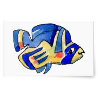 Blue Cartoon Butterfly Fish Sticker