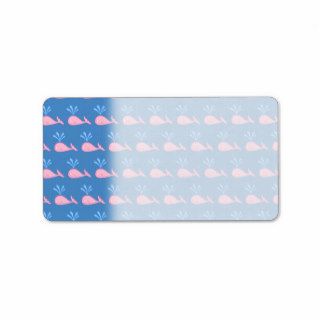 Pink Whale Pattern on Blue. Custom Address Labels