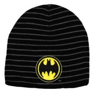 DC Comics Batman Striped Logo Black Knit Beanie Hat Clothing