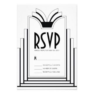 Elegant Art Deco Frame Retro Wedding RSVP Card