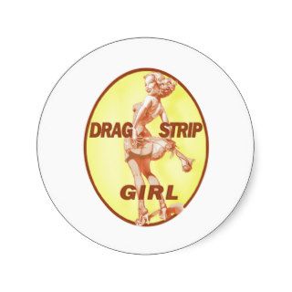 Drag Strip Girl Round Sticker