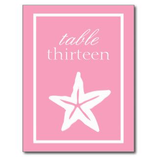 Star Fish Table Numbers (Pink / White) Post Card