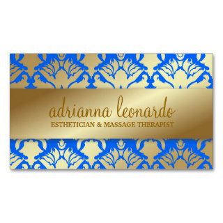 311 Golden Damask Shimmer Electric Blue Business Cards