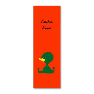 Green cartoon ducky bookmark business cards