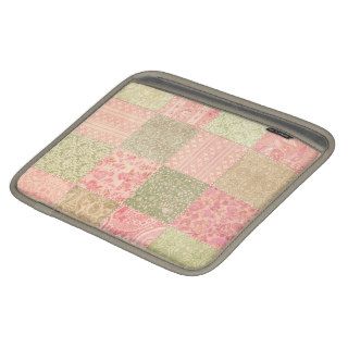 Pink and Green Patchwork Quilt Pattern iPad Sleeve