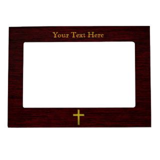 Christian Cross Gold Color Personalized Picture Frame Magnets