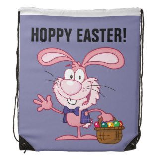 Pink Easter Bunny with Basket of Eggs Backpacks