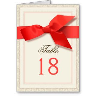 Coral and Taupe Damask Table Number Card