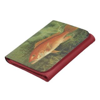 Vintage Marine Life, Red Snapper Fish in the Ocean Leather Wallets