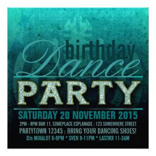 Electro Sounds Dance Party Birthday Invitation