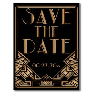 Art Deco Gatsby Style Wedding Save the Date Postcards