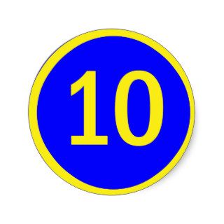 number 10 in a circle round sticker