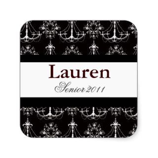 Shabby Chic Chandelier Graduation Personalized Square Stickers
