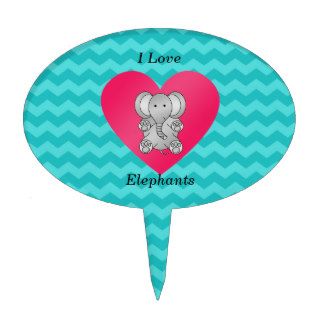 I love elephants turquoise chevrons cake toppers