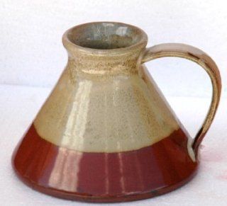 Travel Mug Wide Bottom Ceramic Mug Cream on Rust Kitchen & Dining