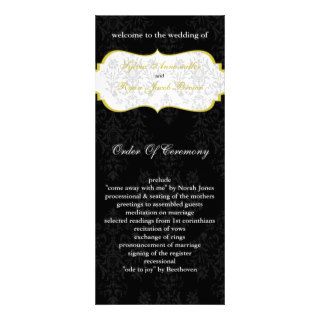 yellow black Wedding program Rack Card