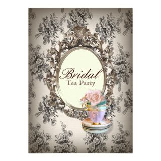 vintage english country bridal shower tea party invitations