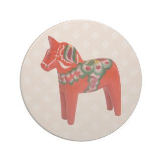 Swedish Dala Horse  Folk Art Beverage Coaster