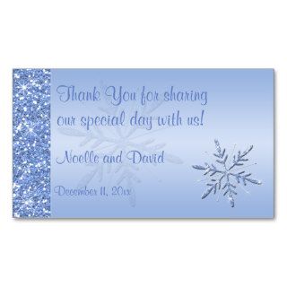 Glittery Blue Snowflakes Wedding Favor Tag Business Card Template