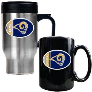 St Louis Rams Travel Mug & Ceramic Mug set   Oval Logo Sports & Outdoors