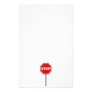 STOP RED WHITE WARNING SIGN HEXAGON SHAPE GRAPHIC CUSTOMIZED STATIONERY