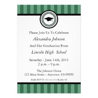 Stripes Graduation Invitations (Dark Green)