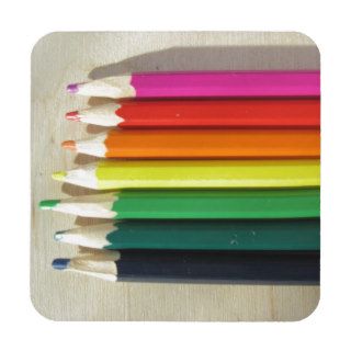 Colored pencils rainbow coaster