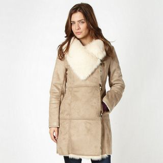 J by Jasper Conran Designer beige faux fur lined coat