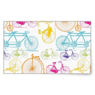 Vintage Modern Bicycle Bright Color Neon Pattern Rectangle Sticker