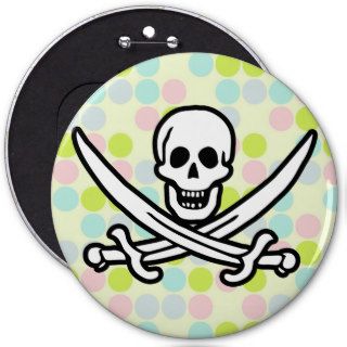 Cute Pirate; Pastel Colors, Polka Dot Pinback Button