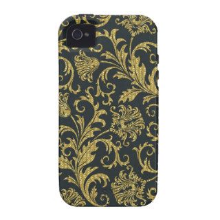 Black And Gold Retro Flowers & Swirls Design iPhone 4/4S Case