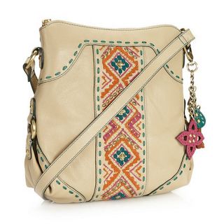 Butterfly by Matthew Williamson Designer cream embroidered leather cross body bag