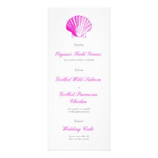 Fuscia Pink Seashell Wedding Reception Dinner Menu Personalized Invitation