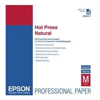 Epson S042317 Hot Press Natural Professional Paper, Letter Size, 8.5" x 11", 25 Sheets  Inkjet Printer Paper 