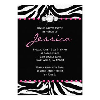 Bachelorette Party Invite Zebra Pink Jewelry 8
