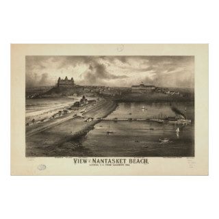 Nantasket Beach Mass. 1885 Antique Panoramic Map Poster