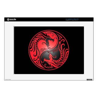 Yin Yang Dragons, red and black Decals For 15" Laptops