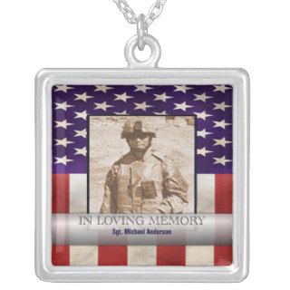 In Loving Memory Military Photo Personalized Necklace