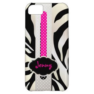 PixDezines White Zebra/Pink+Black/DIY color Case For iPhone 5C