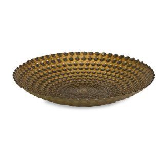 15.75" Decorative Studded Gold Vintage Look Food Safe Glass Serving Dish   Decorative Bowls