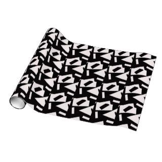 Black and white abstract art gift wrap .