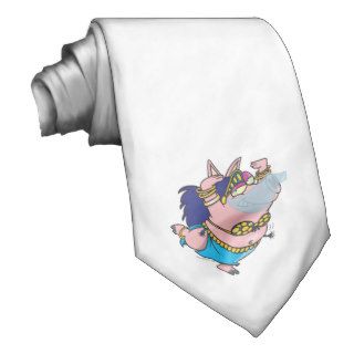 cute pig belly dancer cartoon character ties