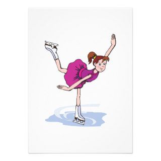 cute little girl figure skater spinning custom invitation